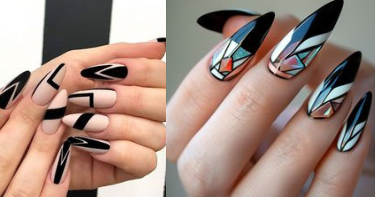 geometric almond shape nails